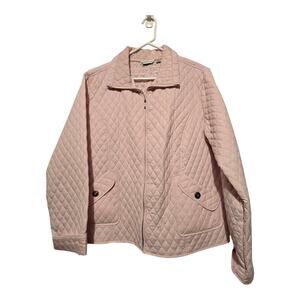 Vintage 90s Y2K Keren Hart Quilted Zip Jacket Womens LG Pink Pockets Coquette
